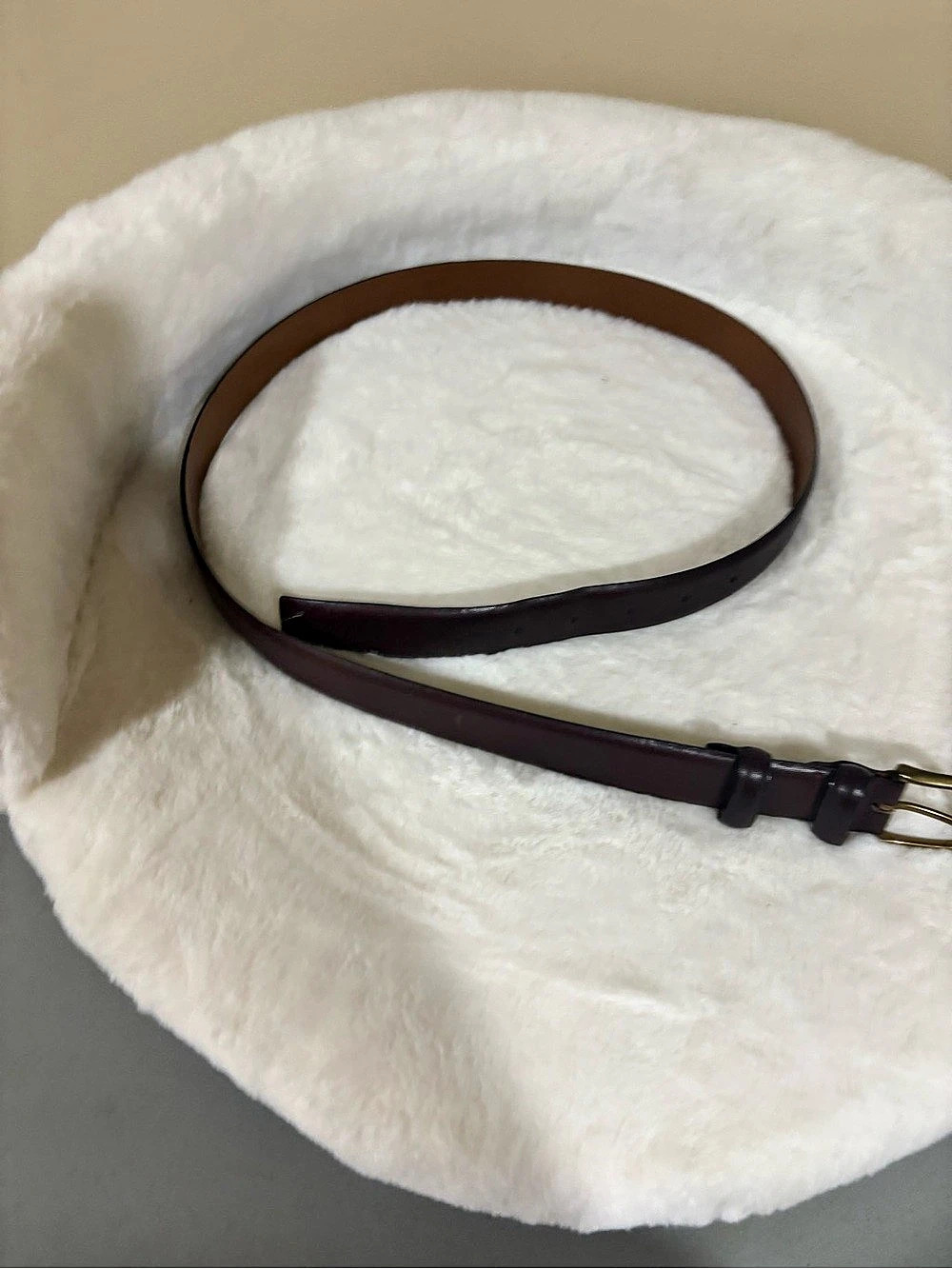 Leather Belt in maroon Italian split leather 38 inch